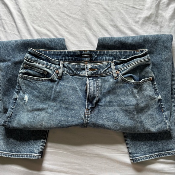 Express Distressed Denim Boyfriend Jeans - Picture 2 of 4